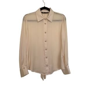 Zara - Semi-Sheer Long Sleeve Button Down Blouse - Size Medium Shirt